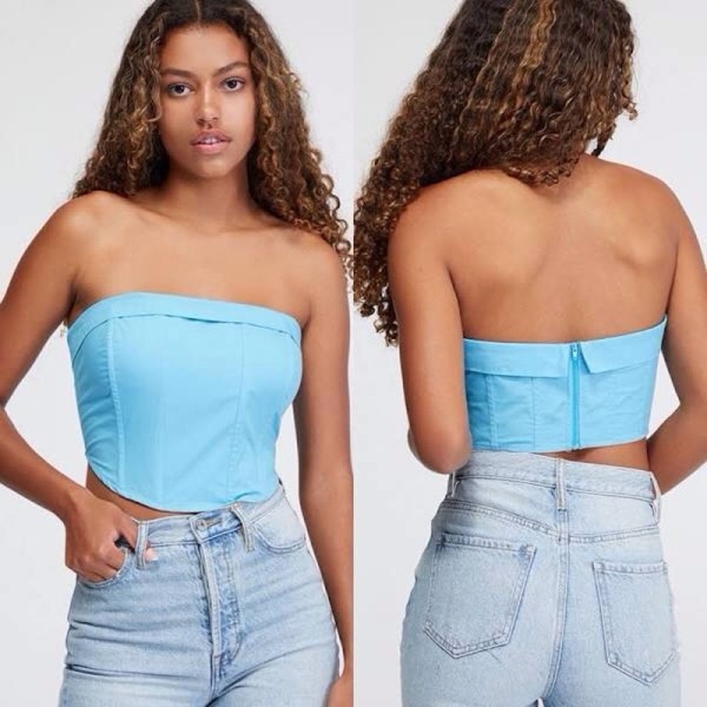 Pacsun Kendall & Kylie Strapless Foldover Corset Top Blue